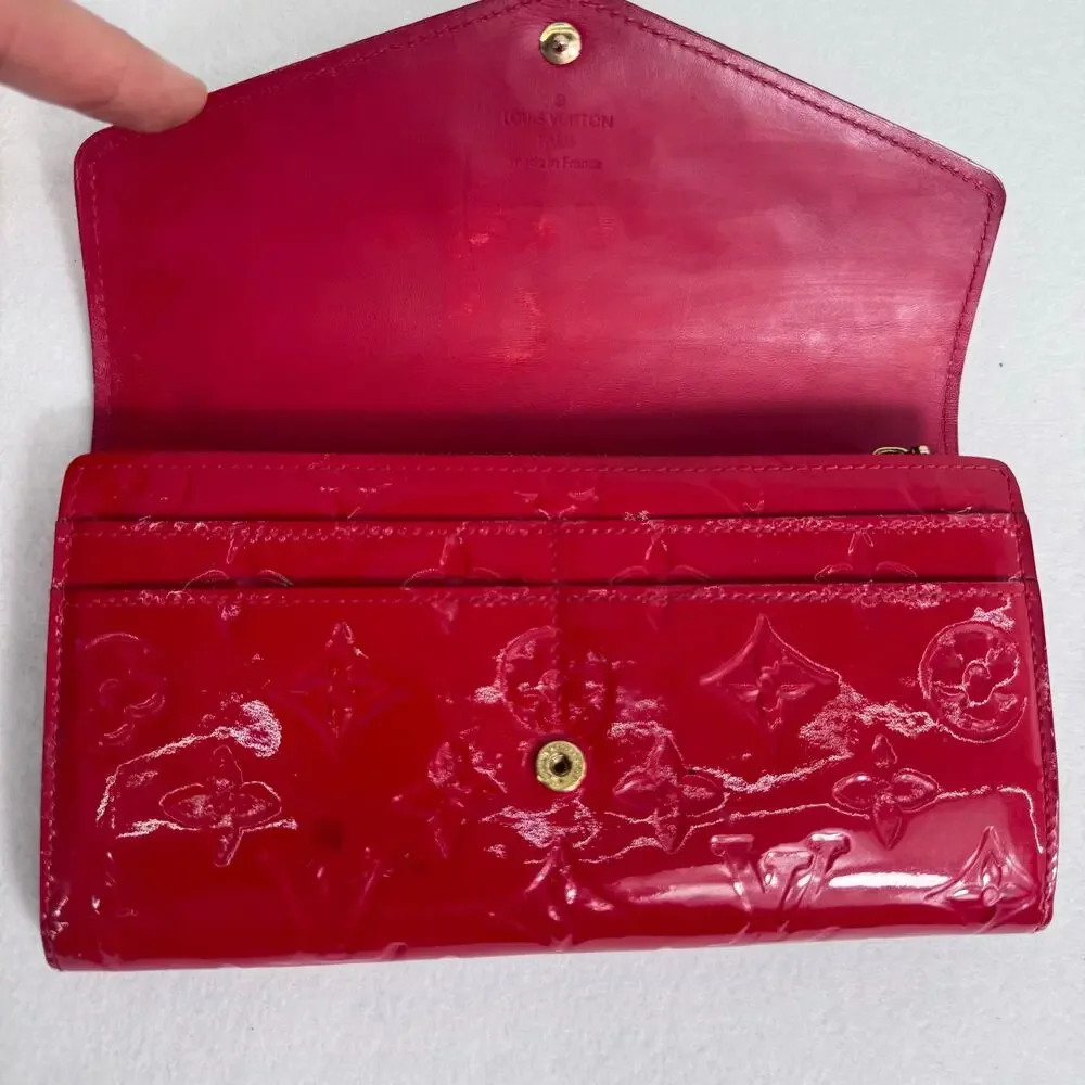 Louis Vuitton Cerise Monogram Vernis Sarah NM3 Wallet Apple red